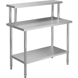 vidaXL Mesa de trabajo de cocina con estante acero inox 120x60x120cm