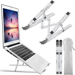 Laptop Stand, Laptop Holder Riser Computer Stand, Adjustable Aluminum Foldable Portable Notebook Stand, Compatible with MacBook Air Pro, HP, Lenovo, Dell, More 10-15.6” Laptops and Tablets (Silver)