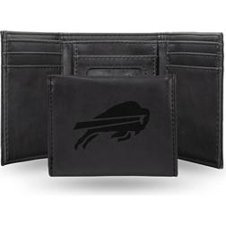 NFL Football Fan Shop Rico Bills Laser-Engraved Black Trifold Wallet