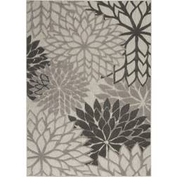 Nourison Aloha Indoor/Outdoor Tropical Floral Gray, Silver