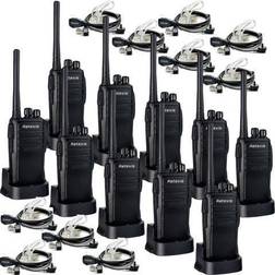 Retevis RT21 Two Way Radio Rechargeable UHF 400-480MHz 16 CH VOX Scrambler Squelch Security Walkie Talkies(10 Pack) and 2 Pin Covert Air Acoustic