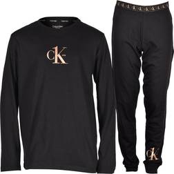 Calvin Klein Boy's Golden Logo Jersey Pyjama Set - Black