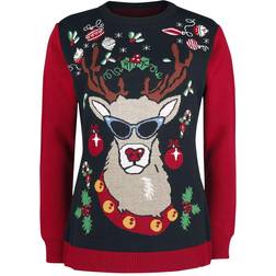 Ugly Christmas Sweater Reindeer Sunglasses Christmas Jumper - Multicolour