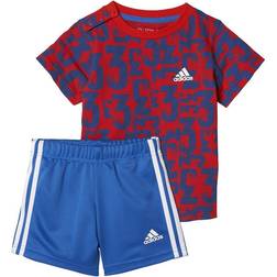 adidas Infant Sum Count Summer Set - Top Scarlet/Blue Bottom Blue/White