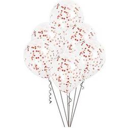 Unique Party Clear 12" Balloons with Red confetti