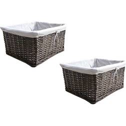 Oak, Set of 2 Medium Willow Wicker Wider Deep Nursery Storage Basket