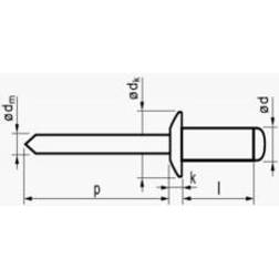 3,2X4 rundhovedet aluminium/stål blindnitte 500