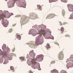 Grandeco Magnolia Purple Wallpaper A44403