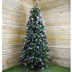 Artificial Snow Covere with Pinecones Green Christmas Tree 182.9cm