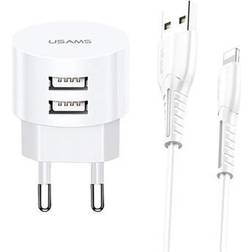 Usams CC081 T20 Dual-Port Hurtig Rejseoplader Hvid