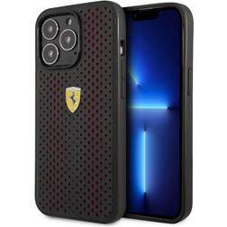 Ferrari iPhone 14 Pro Cover Logo Perforeret Rød