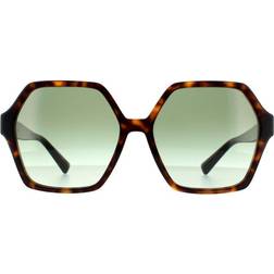 Valentino V Logo Solbriller - Havana/Green Shaded