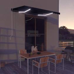 vidaXL Toldo Retráctil Manual Con Led Gris Antracita 350x250 cm