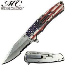 MTECH Folding Knife Skull "These Colors Don't Run" Serrated