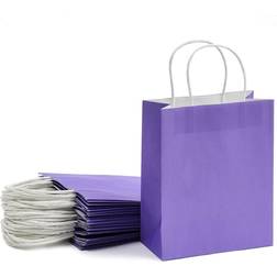 Paper Party Gift Bags with Handles (8 x 10 in, Medium Size, Purple, 25-Pack) Purple