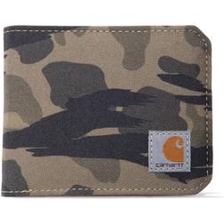 Carhartt Standard dubbelvikt passfodral män, hållbara vikta plånböcker, finns canvasstilar, nylonanka Blind Duck Camo, en