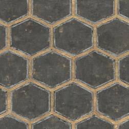 Seabrook Designs Wright Black & Metallic Gold Wallpaper black