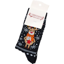 Jule Sweaters Reindeer's Christmas Socks Unisex - Black