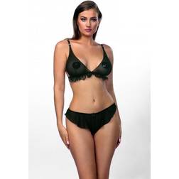 Anais schwarze Dessous-Set aus Netzstoff mit Rüschen