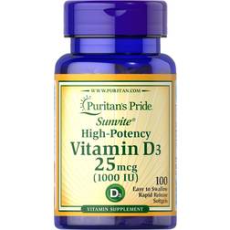 Puritan's Pride Sunvite Vitamin D, D3 1000iu 250 pcs