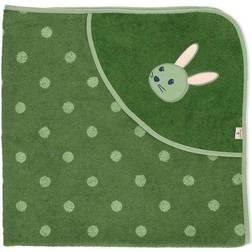 Sterntaler Hooded bath towel with motif 100x100 Kinni dark green