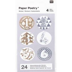 Advent stickers 1 -24 Silver and gold Foil Xmas Advent Calendar Craft