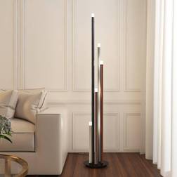 Lucande Stoika Black/Alu/Brown Floor Lamp