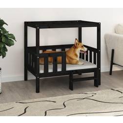 vidaXL Cuccia Per Cani Nera 95.5x73.5x90 cm In Legno Massello Di Pino