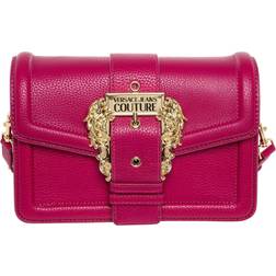 Red messenger bag with embossed buckle, Red