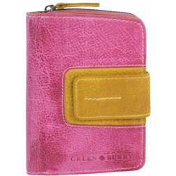 Greenburry Geldbörse Leder 10x13cm - Pink/Gelb