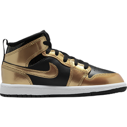 NIKE Air Jordan 1 Mid SE PS - Black/White/Metallic Gold