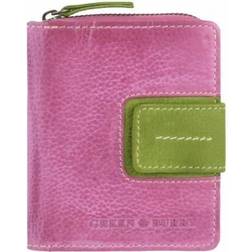 Greenburry Geldbörse Leder 9x11cm - Pink/Grün