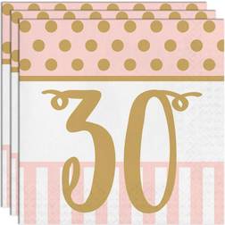 Age 30/30th Birthday Pink & Gold Luncheon Napkins Pack of 20