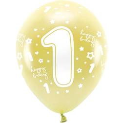 PartyDeco Økologisk 1 Års Balloner 6 Stk