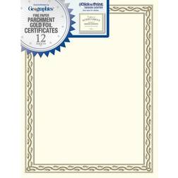 Foil Stamped Award Certificates, 8-1/2 x 11, Gold Serpentine Border, 12/Pack