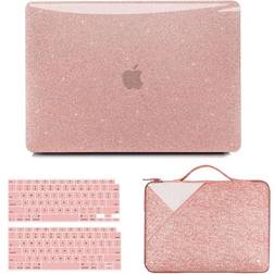 Compatible with MacBook Air 13 inch 2022 2021 2020 2019 2018 Release A2337 A2179 A1932 with Touch ID, Glitter Plastic Laptop Hard Shell Case +Keyboard Cover + Screen Protector