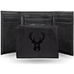 Rico NBA Bucks Laser Engraved Black Trifold Wallet