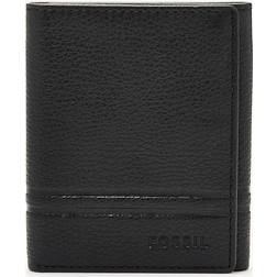 Fossil Wilder Leather Trifold with Id Window Wallet, Black