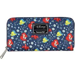 Loungefly Disney Little Mermaid Ariel And Flounder Faux Leather Full Zip Wallet