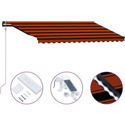 vidaXL Rétractable Capteur de Vent LED 450x300 cm Orange et Marron