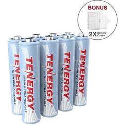 Combo: 8 pcs Tenergy AAA 1000mAh NiMH Rechargeable Batteries 2 Cases