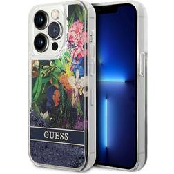 Guess GUHCP14LLFLSB iPhone 14 Pro 6,1 niebieski/blue hardcase Flower Liquid Glitter