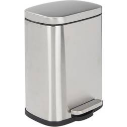 mDesign Stainless Steel Touchless Rectangular 1.3 Gallon Foot Step Trash Can, Lid