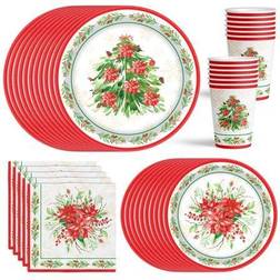 Christmas Party Dinnerware Sets Serves 16 Guests Disposable Plates For Party Paper Christmas Plates, Cups, Napkins Perfect Tableware Set To Fit In Any Christmas Party Decorations