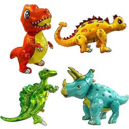 None 4Pack Giant Dinosaur Balloons for Birthday Party Decorations,Cute Self Standing Dino Aluminium Foil Balloons,Inflatable Animal Balloons for Kids and Adults Birthday Party Supplies(4pack Dino Boy)