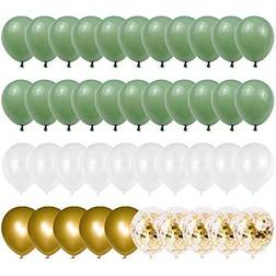 Olive Green Gold White Latex Balloons,52 Pcs Green and Gold Confetti Party Balloons For Birthday Baby Shower Engagement Wedding Anniversary Party Decorations