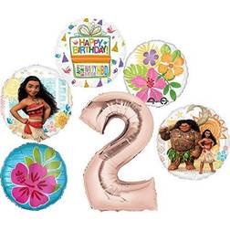 Moana Party Supplies 2nd Birthday Balloon Bouquet Decorations Rose Gold Number 2