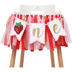 Berry Strawberry Theme High Chair Banner Sweet First Birthday Banner Smash Cake Photo Prop 1st Birthday Photo Backdrop Decorations Birthday Souvenir and Gifts for Kids (Strawberry-2)