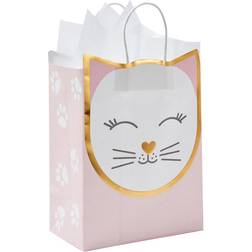 15 Pack Cat Gift Bags for Birthday Party Favors w/ 20 Sheets of Tissue Paper (8 x 10 x 4.7 in)