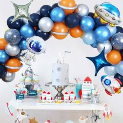 None Outer Space Party Balloons kit 100Pcs Space Party Supplies Decoration with Rocket Astronaut Balloon for Birthday Party Baby Shower Sloar System Party